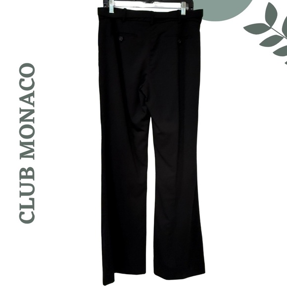 Club Monaco Black Wool-Blend Straight-Leg Trousers with Belt – Size 10 - Picture 2 of 8